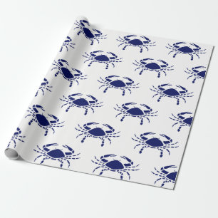 Crab Silhouette #2 Teckning Blue Presentpapper