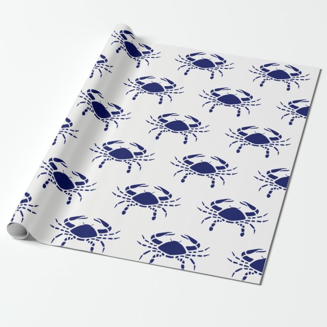 Crab Silhouette #2 Teckning Blue Presentpapper (Utrullad)