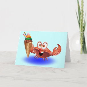 Crab-Tecknad med gratulationskort för iskrämer Kort