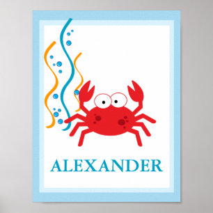 CRAB under Sea CUSTOM NAME PRINT Poster