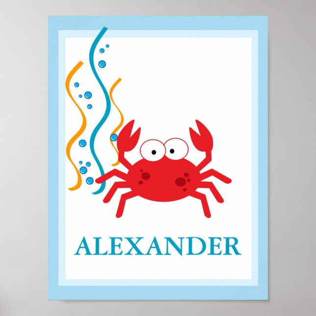 CRAB under Sea CUSTOM NAME PRINT Poster (Framsidan)