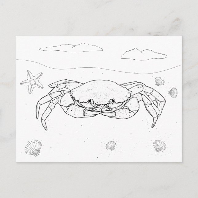 Crab Vuxen Coloring Postcard Vykort (Framsida)
