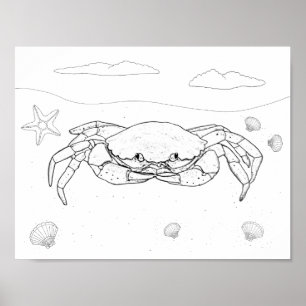 Crab Vuxen Coloring Poster