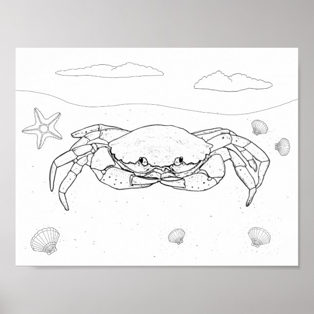 Crab Vuxen Coloring Poster (Framsidan)
