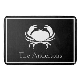 CRAB WHITE on BLACK initial Modern Brev Badrumsmatta
