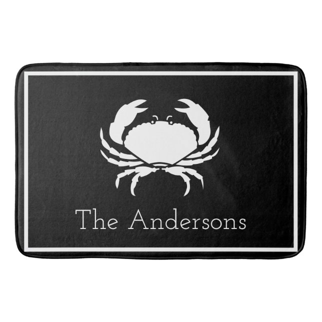 CRAB WHITE on BLACK initial Modern Brev Badrumsmatta (Framsidan)