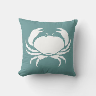 CRAB WHITE on mörk teal blue-kudde Kudde