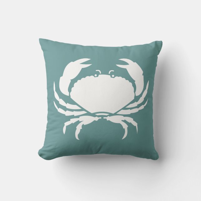 CRAB WHITE on mörk teal blue-kudde Kudde (Framsida)