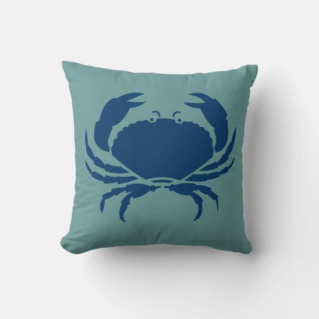 CRAB WHITE on mörk teal blue-kudde Kudde (Framsida)