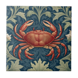 Crab William Morris stil Nautical Sea Ocean Life Kakelplatta