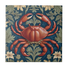 Crab William Morris stil Sea Marine Animal Kakelplatta