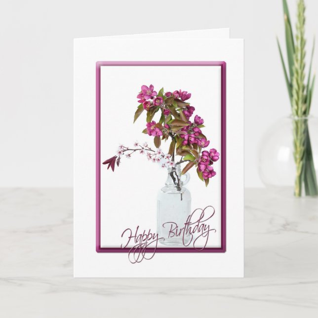 Crabapple Bouquet for Birthday Kort (Framsida)