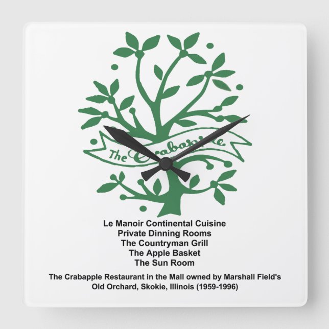 Crabapple Restaurant, Skokie, IL Fyrkantig Klocka (Framsida)