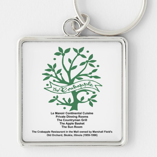 Crabapple Restaurant, Skokie, IL Fyrkantig Silverfärgad Nyckelring (Framsidan)