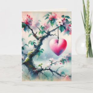 Crabapple Träd Heart Valentindagen Kort