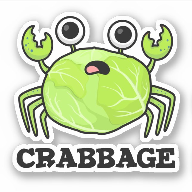 Crabbage Funny Cabbage Crab Pun Klistermärken (Framsida)
