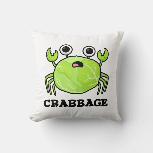 Crabbage Funny Cabbage Crab Pun Kudde (Framsida)