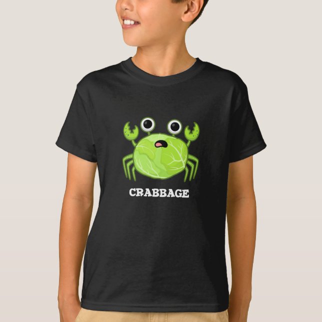 Crabbage Funny Cabbage Crab Pun Mörk BG T Shirt (Framsida)