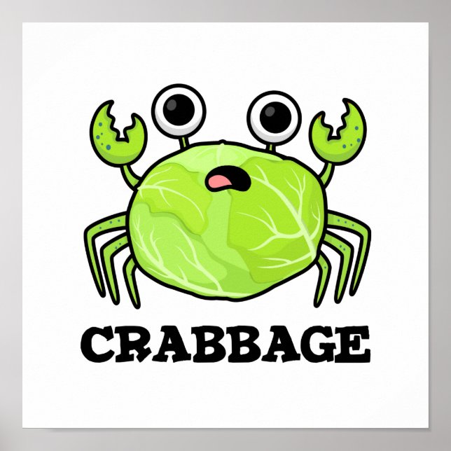 Crabbage Funny Cabbage Crab Pun Poster (Framsidan)