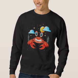 Crabbning av havsmatsmatsdjur Cute Crab Lång Ärmad Tröja