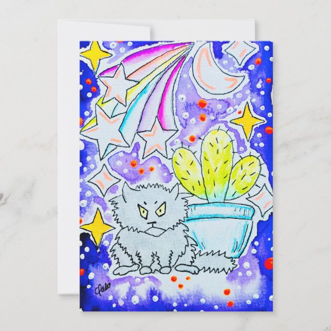 Crabby Cat & Cactus Inbjudningar (Framsida)
