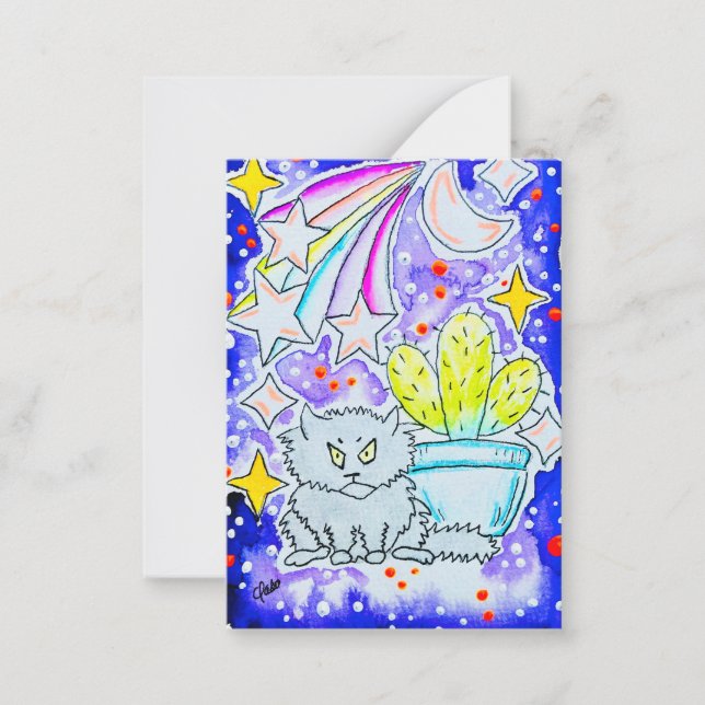 Crabby Cat & Kaktus Anteckningskort (Framsida)