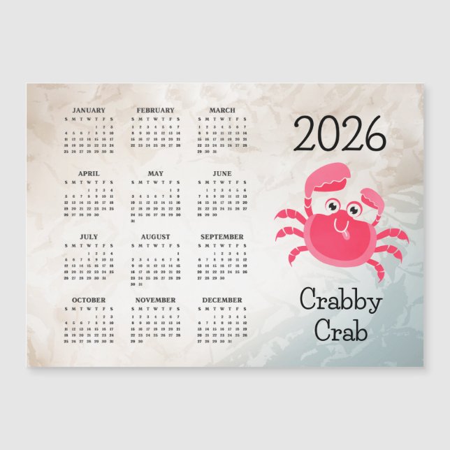 Crabby Crab Design 2026 Kalender (Framsida)