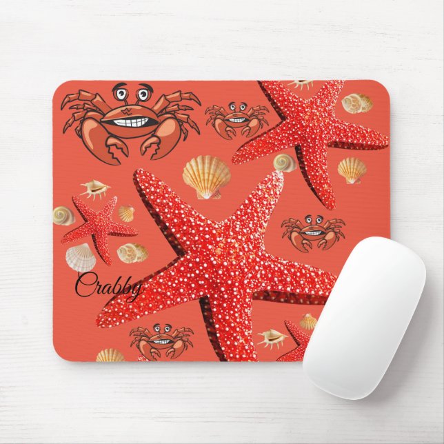 Crabby Crab Starfish Mouse Pad! Muspets Musmatta (Med mus)
