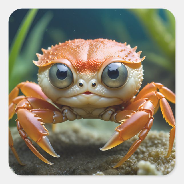 Crabby Kid Fyrkantigt Klistermärke (Framsida)
