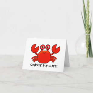 Crabby? Men Cute!/Tecknad Red Crab Birday Card Kort