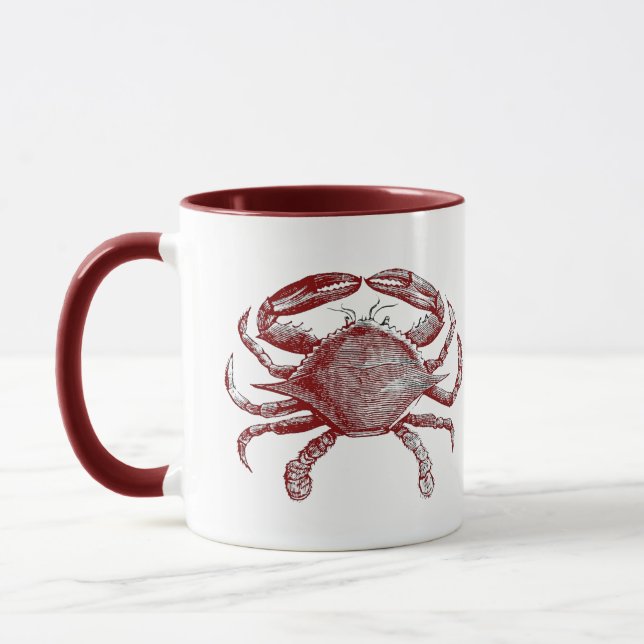 Crabby Red Pencil Ocean Crab Art Mugg (Vänster)