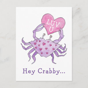 Crabby Valentine vycard Vykort