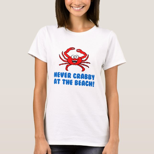 Crabby vid stranden. tee shirt (Framsida)