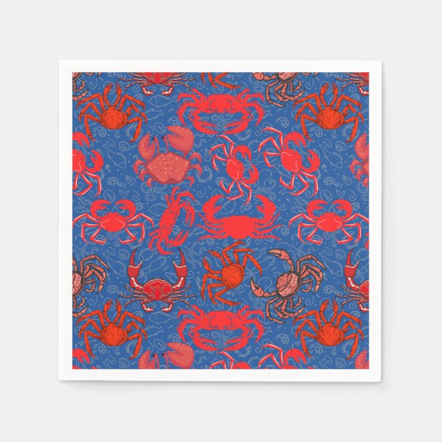 Crabs Patternx4 Blue BG Pappersservett (Framsidan)