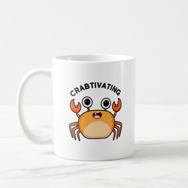 Crabtivating Funny Crab Pun Kaffemugg (Vänster)