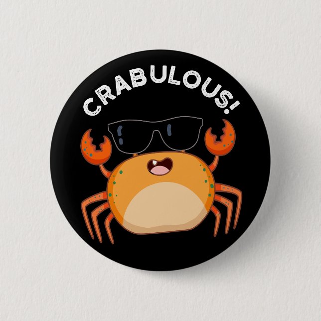 Crabulous Funny Crab Pun Mörk BG Knapp (Framsida)