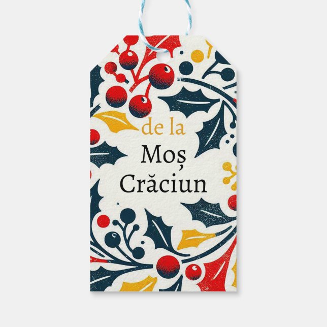 Craciun fericit - Rumänska - Mos craciun wreat Presentetikett (Baksidan)