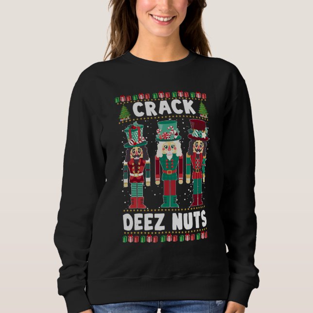 Crack Deez Nöt Funny Ugly jul Sweater Famil T Shirt (Framsida)