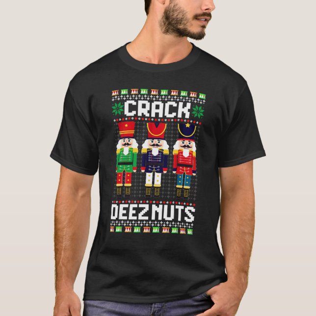 Crack Deez Nöt Nutcracker Nöt Julafton Pajama Matc T Shirt (Framsida)