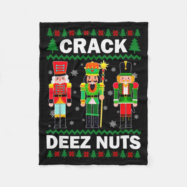 Crack Deez Nuts Roligt Jul  Fleecefilt (Framsidan)