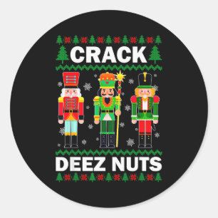 Crack Deez Nuts Roligt jul Runt Klistermärke