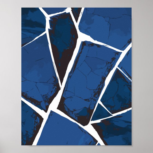Cracked Blue Surface with White Lines Poster (Framsidan)