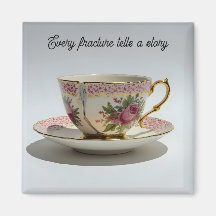 cracked broken teacup inspirational Magnet