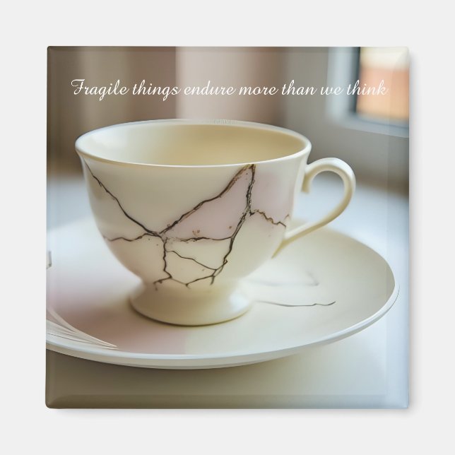 cracked broken teacup inspirational Magnet (Framsidan)