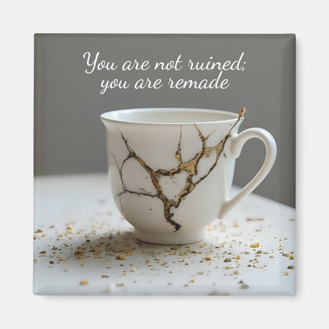 cracked broken teacup inspirational Magnet (Framsidan)