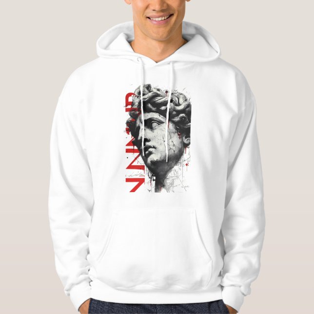 Cracked Classical Bust Trash Polka Art Tröja Hoodie (Framsida)