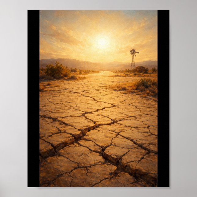 Cracked earth under intense sunlight poster (Framsidan)