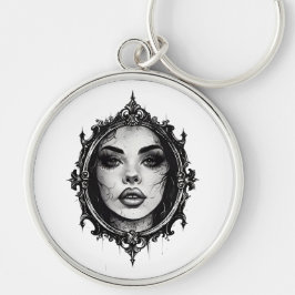 Cracked Reflection Rund Silverfärgad Nyckelring