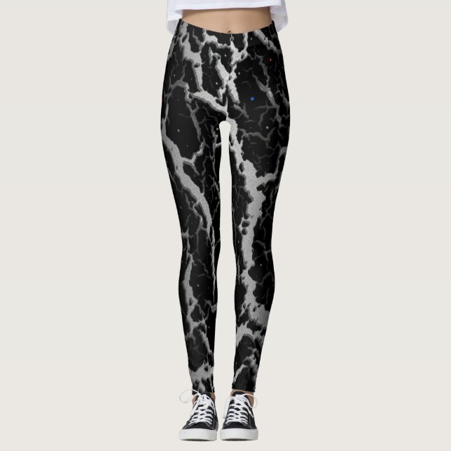 Cracked Space Lava - White/Black Leggings (Framsida)