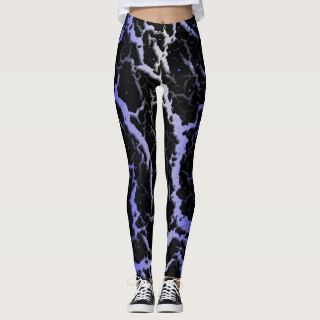 Cracked Space Lava - White/Blue Leggings (Framsida)